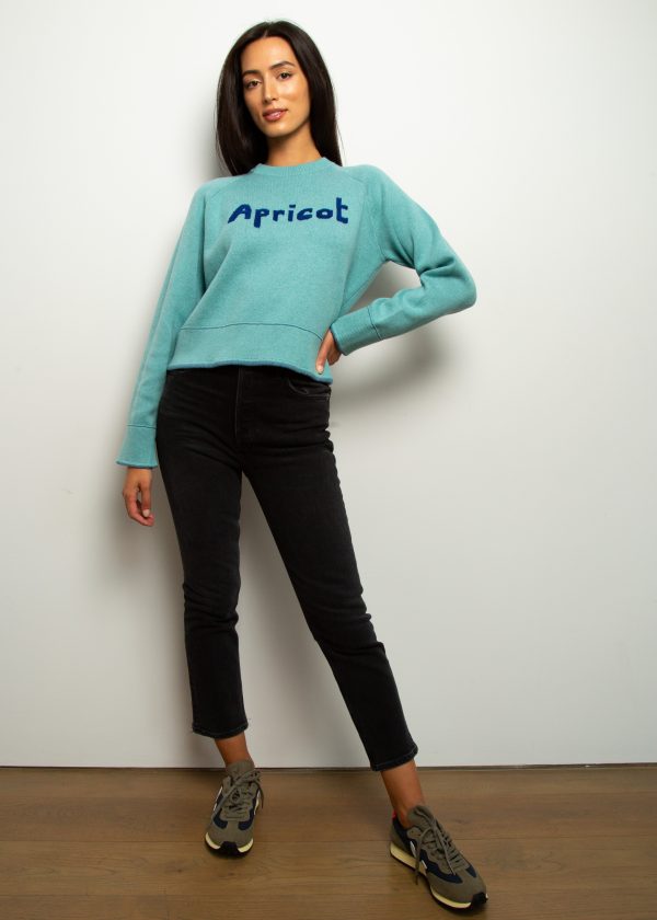 BF Apricot Cropped Raglan Jumper in Pale Blue Online Hot Sale