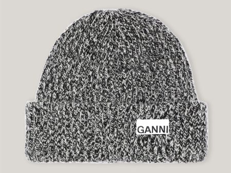 Ganni A3839 egret wool beanie hat For Sale