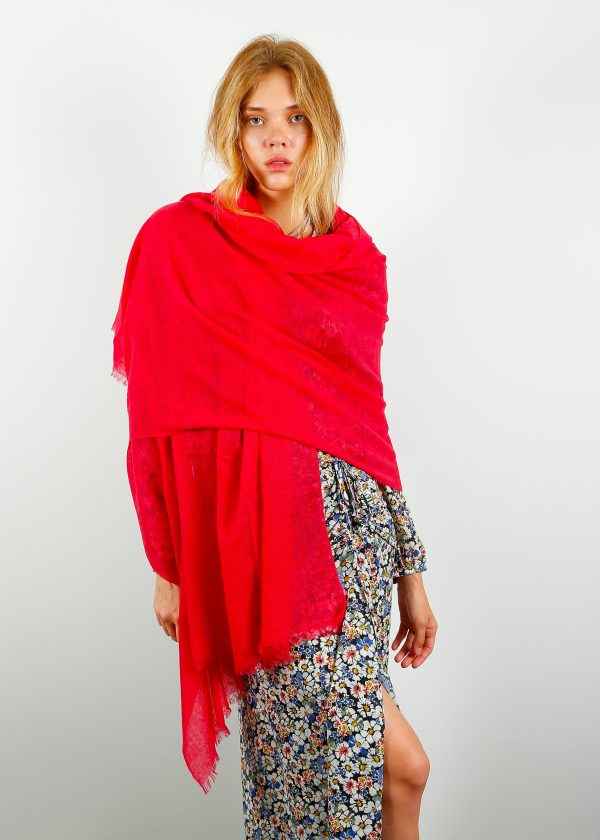 CALEIDO Cashmere Gauze Scarf in Bright Rose Discount