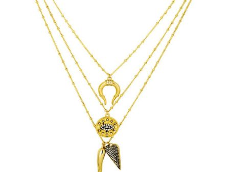 Ashiana JNC09148 Three Line Lucky Charm Necklace in Gold Sale