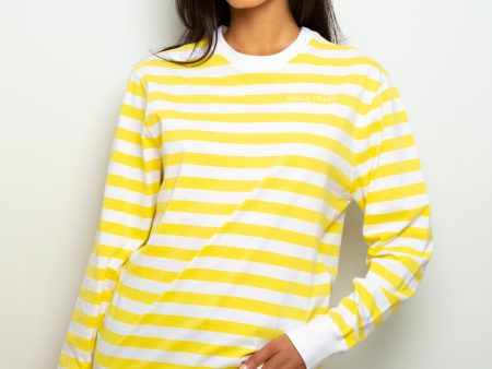 BF LS Striped Top in Yellow, White Sale