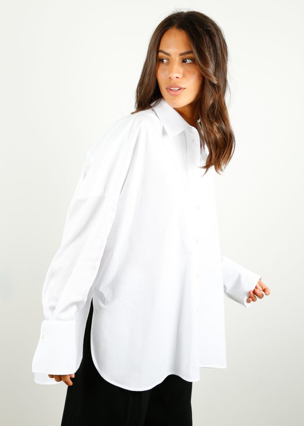 JOSEPH Baja Poplin Blouse in White For Sale