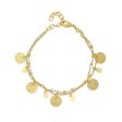 Ashiana JBI00942 Two Row Bracelet with Coins in Gold For Cheap