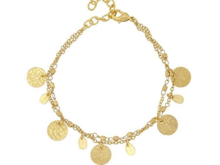 Ashiana JBI00942 Two Row Bracelet with Coins in Gold For Cheap