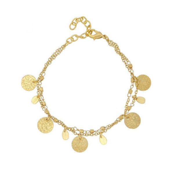 Ashiana JBI00942 Two Row Bracelet with Coins in Gold For Cheap