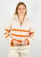 SLF Maline Half Zip Stripe Knit in Birch, Marmalade Supply