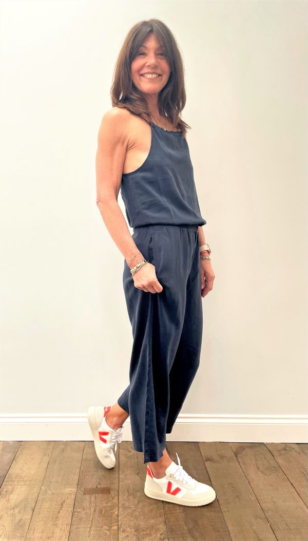 BD Fray Neck Wide Leg Jumpsuit 6416 in Endless Sea Cheap