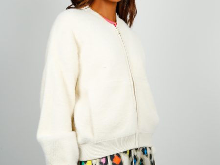 EA Dreamy Knit Bomber in French Stone Hot on Sale