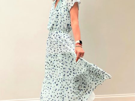 BD Flutter Raglan Maxi Tier Dress 6174 in Seaspray Dots Online now