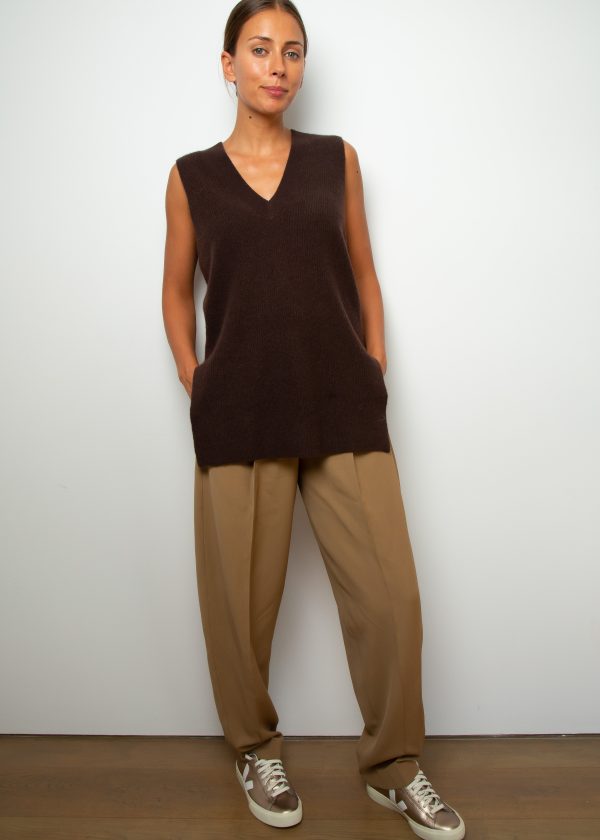 360 Fernanda V Neck Vest in Cafe Noir Fashion