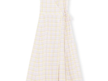 GANNI F6067 Seersucker Check Wrap Dress in Multi Cheap