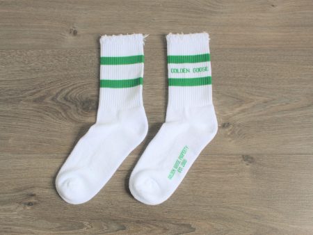 GG Ribbed High Socks with Green Stripe Supply