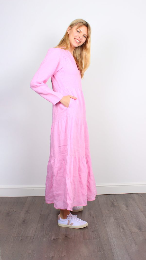 Dilli Grey Kate bon bon pink linen maxi dress Sale