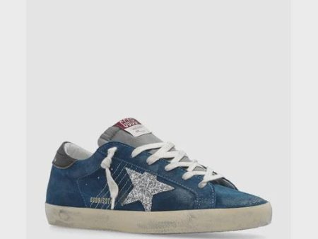 GG Super Star Suede in Blue with Glitter Star Fashion