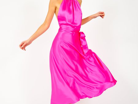 HARMUR Midi Wrap Dress in Pink Glow For Discount