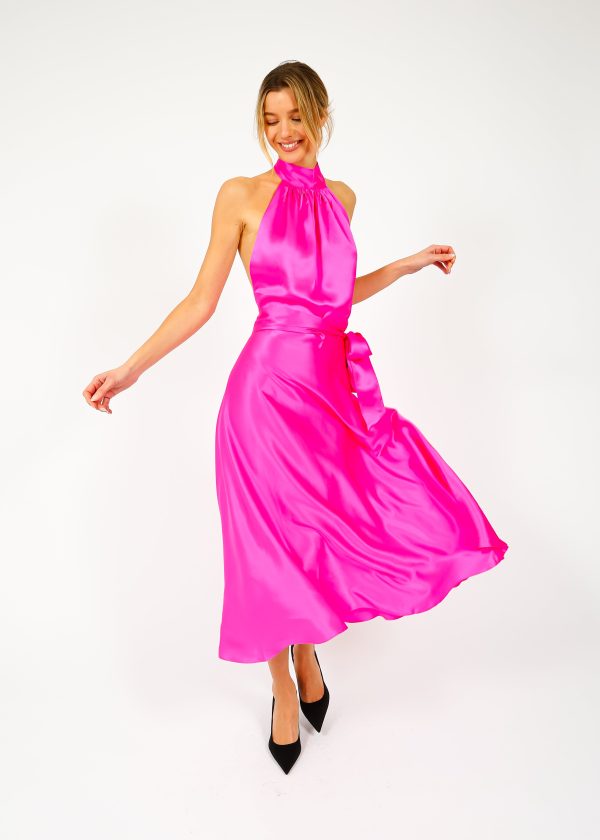 HARMUR Midi Wrap Dress in Pink Glow For Discount