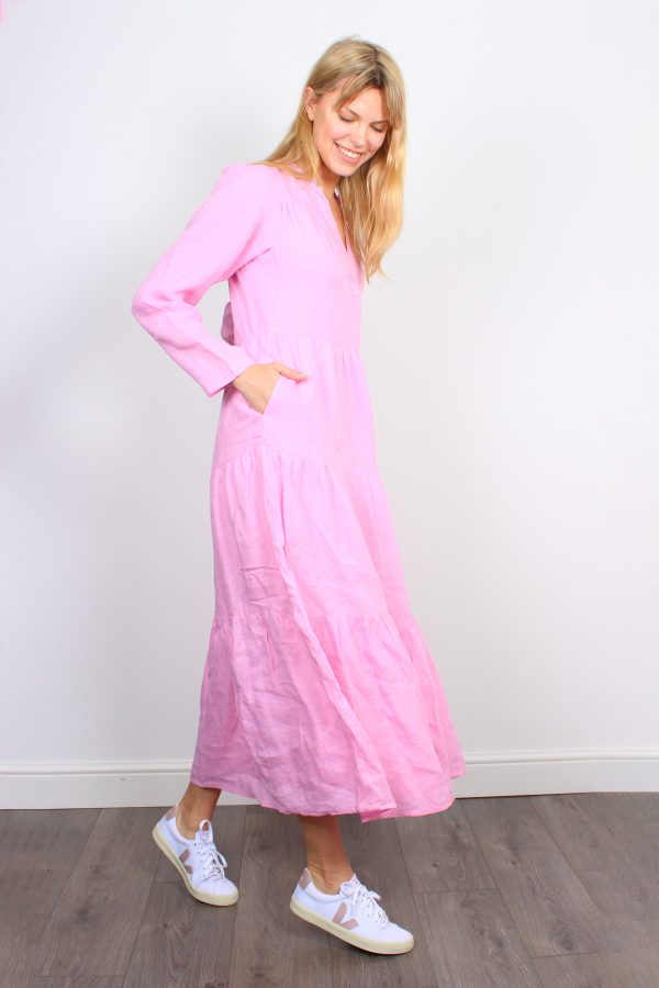 Dilli Grey Kate bon bon pink linen maxi dress Sale