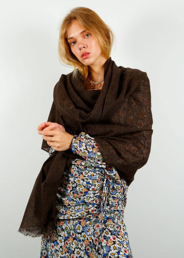 CALEIDO Cashmere Gauze Scarf in Chocolate For Discount