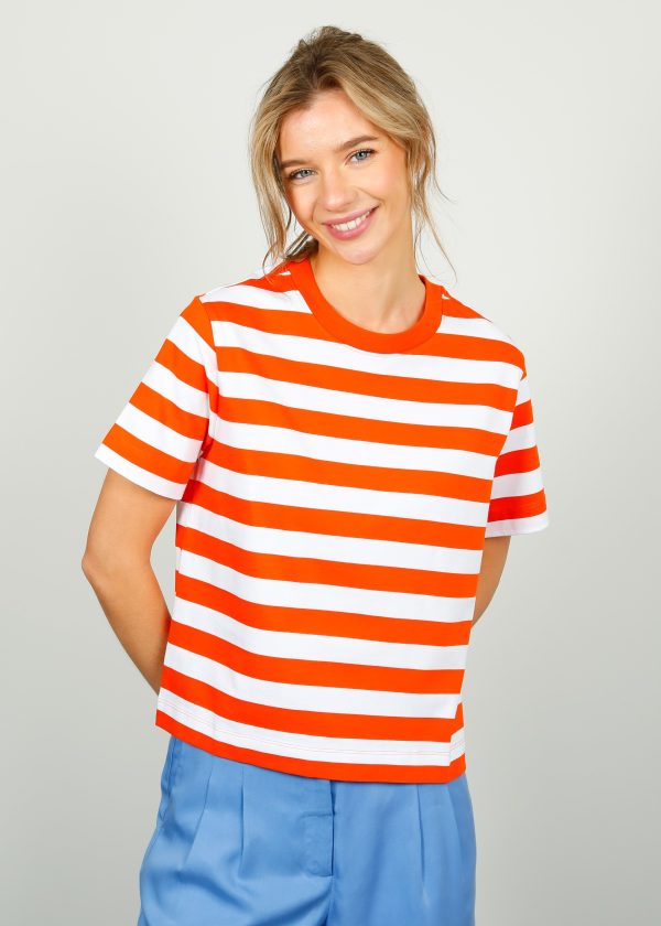 SLF Essential Striped SS Boxy Top in Orangeade Sale