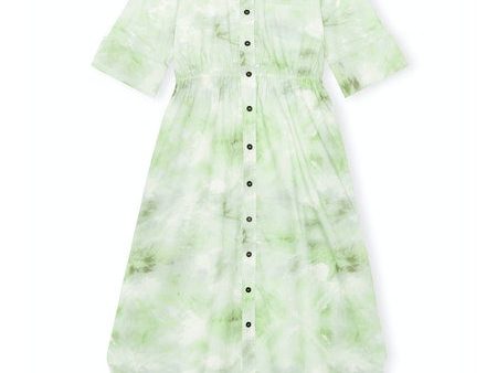 GANNI F6028 Cotton Poplin Shirt Dress in Kelly Green For Sale