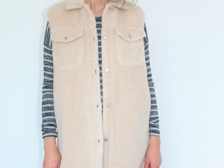 SLF Jany Long Teddy Vest in Sandshell Cheap