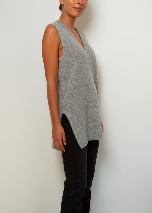 360 Fernanda V Neck Vest in Mid Heather Grey For Cheap