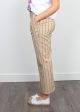 JOSEPH Talia Stripe Trousers in Chai Sulphur For Discount