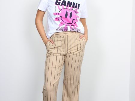 JOSEPH Talia Stripe Trousers in Chai Sulphur For Discount