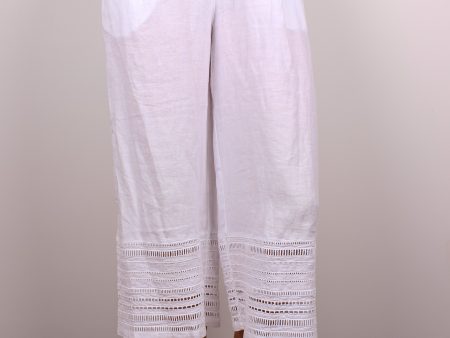 120% Lino V1W29CE Cropped Trousers in White Sale