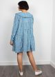 Ganni checked azure blue cotton-blend shirt dress Sale