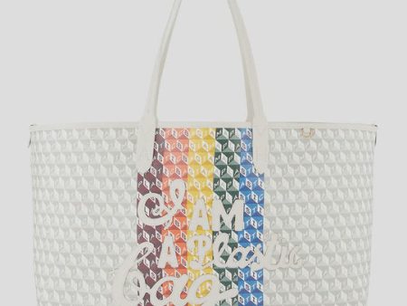 AH I am a Plastic Bag Tote in Rainbow, Chalk Online now