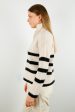 SLF Maline Half Zip Stripe Knit in Birch, Black Fashion