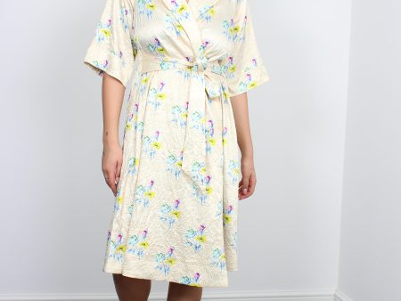 Ganni crinkled wrap floral rutabaga dress Cheap