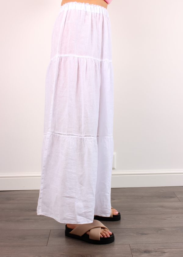 120% Lino V0W595O Skirt in White For Sale