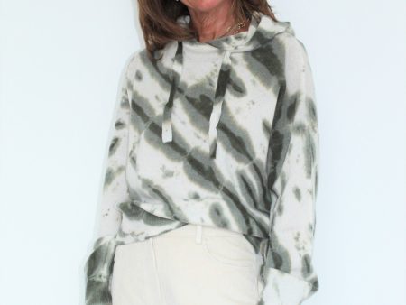 CRUSH Cashmere Tie Dye Tel Aviv Hoodie in Khaki Hot on Sale