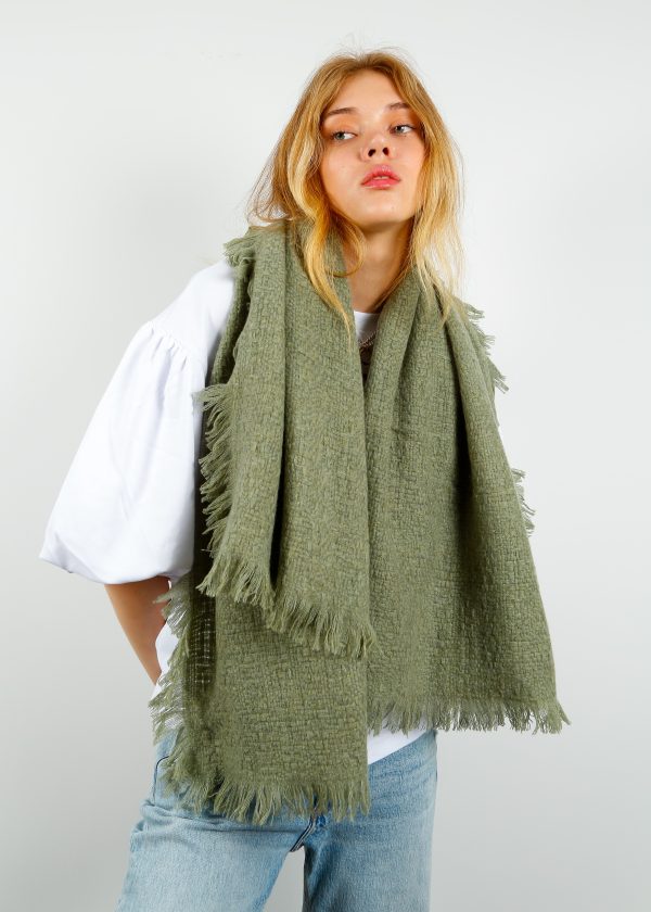 CALEIDO Cashmere Basket W Scarf in Shale Green Online Sale