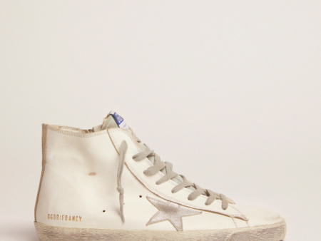 GG Francy Leather Trainers in Silver and White For Discount