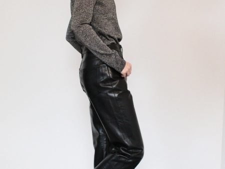 AGOLDE Recycled Leather 90 s Pinch Waist Trousers in Black Discount