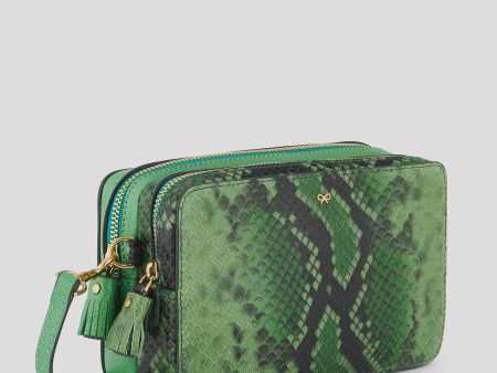 AH Double Zip Quilted Cross Body Snake in Grass Hot on Sale