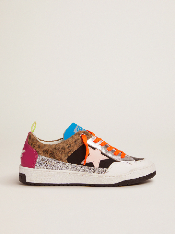 GG Yeah Nylon and Leopard Suede Trainers in Multi Online Hot Sale