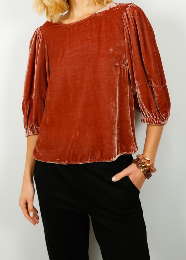 V Nancy Top in Rose Gold Online Sale