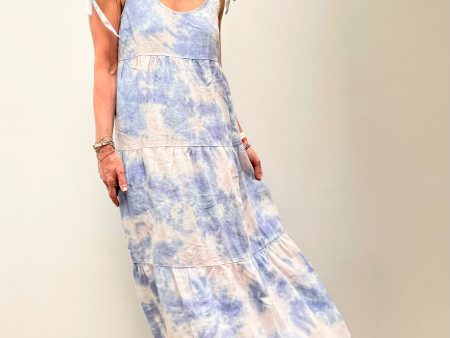 BD Tie Shoulder Maxi Tier Dress 6190  in Galaxy Tie Dye For Sale