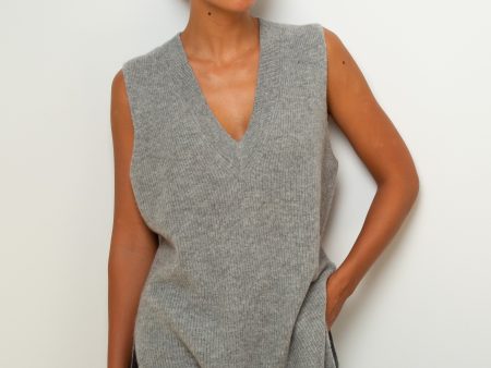 360 Fernanda V Neck Vest in Mid Heather Grey For Cheap