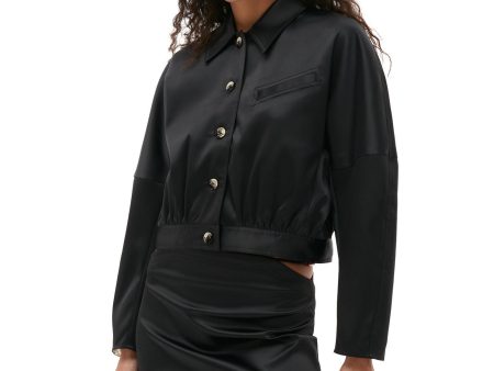 GANNI F8133 Double Satin Short Jacket in Black For Cheap