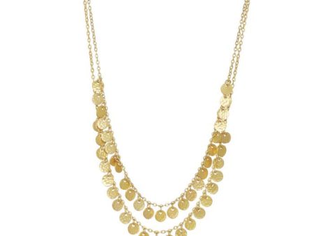 Ashiana JNI00902 Two Row Beaten Coins Necklace in Gold Discount