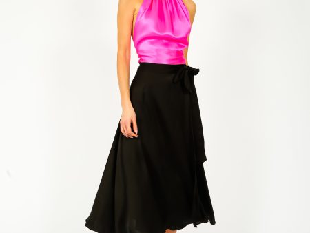 HARMUR Midi Wrap Skirt in Black For Sale