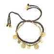 Ashiana JBI07429 Two Row Bracelet with Gold Coins in Black For Discount