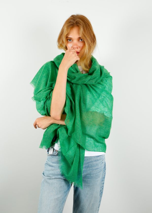 CALEIDO Cashmere Gauze Scarf in Kelly Green Online now