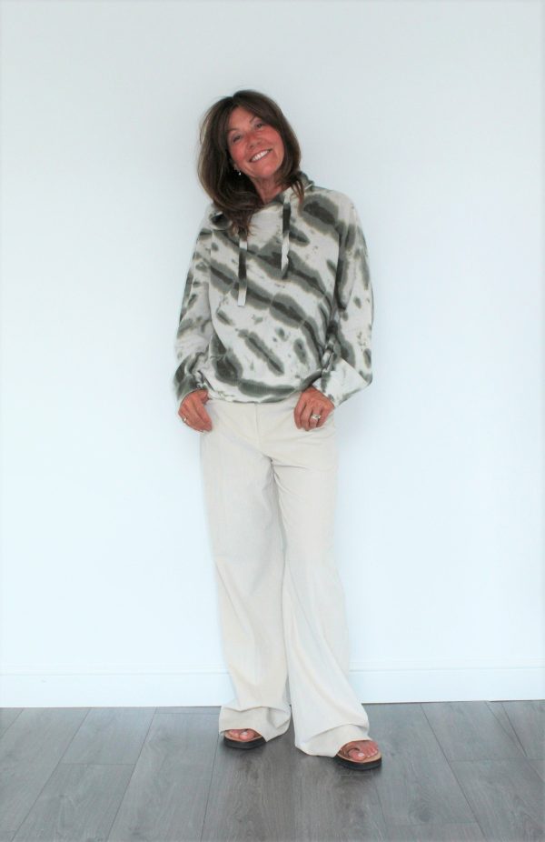 CRUSH Cashmere Tie Dye Tel Aviv Hoodie in Khaki Hot on Sale