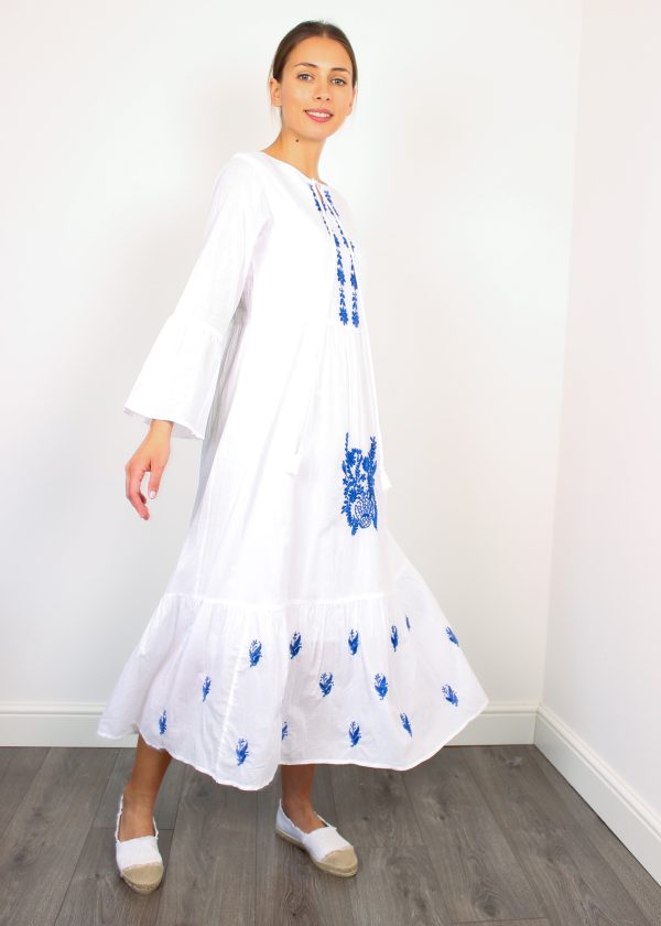 DREAM Dorothy dress in blue and white Discount